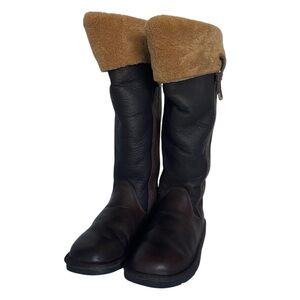 UGG Sheepskin & Leather Brown Tall Winter Boots - Excellent Condition - W5
